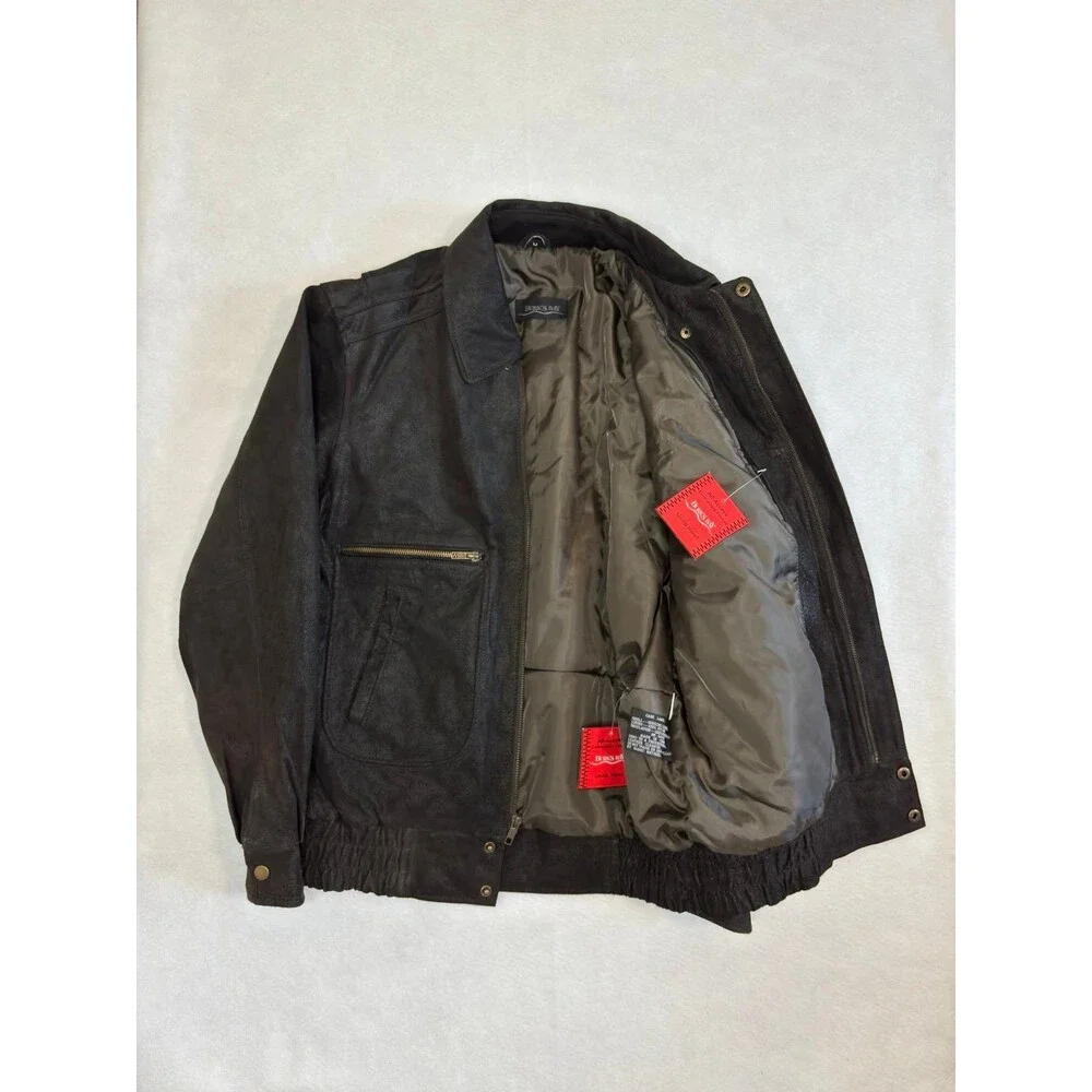 Burk's Bay Genuine Leather Bomber Jacket NRA Life Member Men's Size M Black